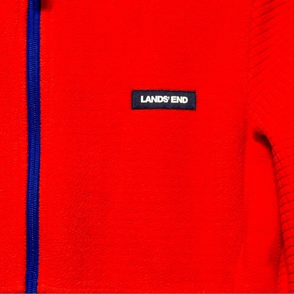 LANDS’ END Breathable Grid Fleece Full-Zip Orange Blue Jacket Size Medium - Picture 6 of 12